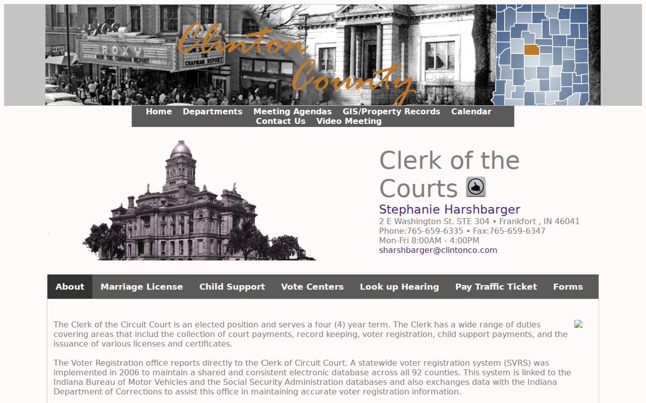 Clinton County warrant records clerk contact page